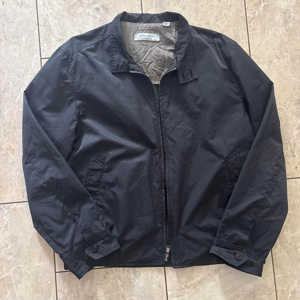 Joseph Abboud Vintage Y2K Navy Blue Bomber Jacket Mens Large Rain Coat RN78070